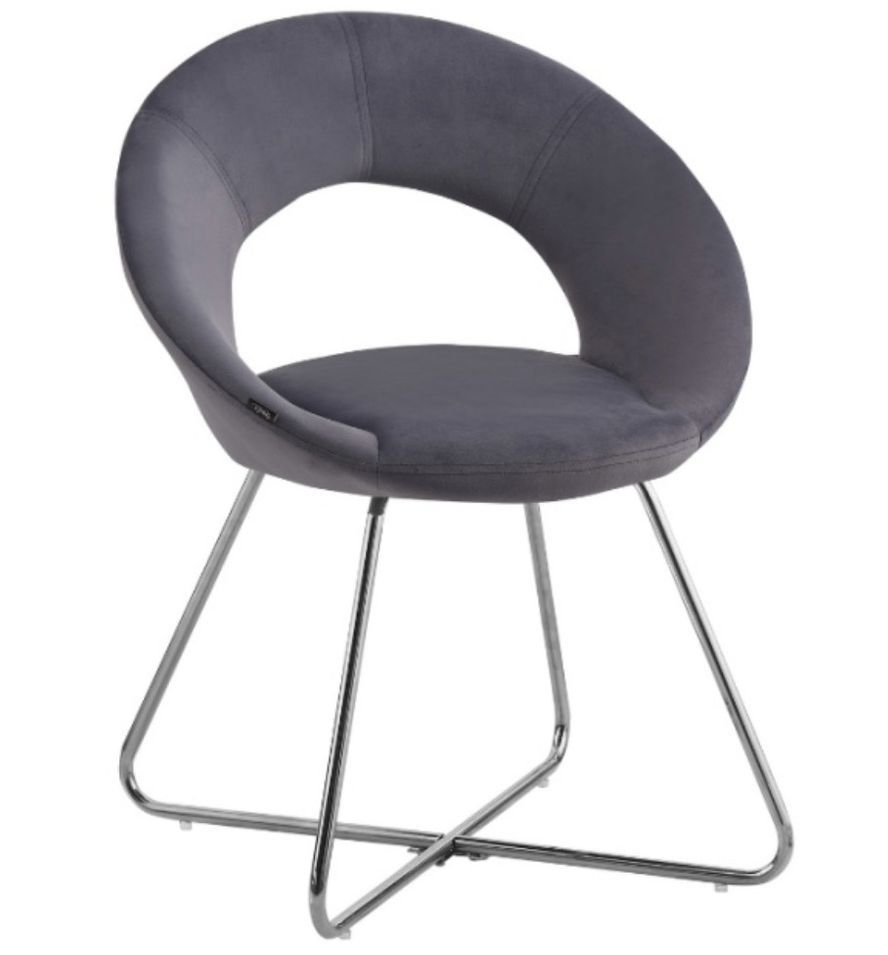 Chaise velours et pieds métal chromé Bolda - Lot de 4 - Photo n°1