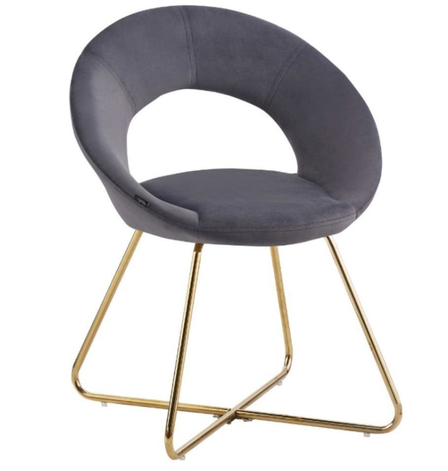 Chaise velours et pieds métal doré Bolda - Lot de 4 - Photo n°1
