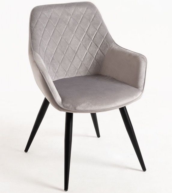 Chaise velours gris clair et pieds métal noir Zonky - Lot de 2 - Photo n°1