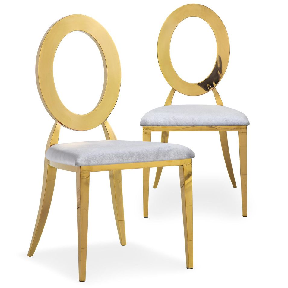 Chaise velours gris et métal doré Darnel - Lot de 2 - Photo n°1