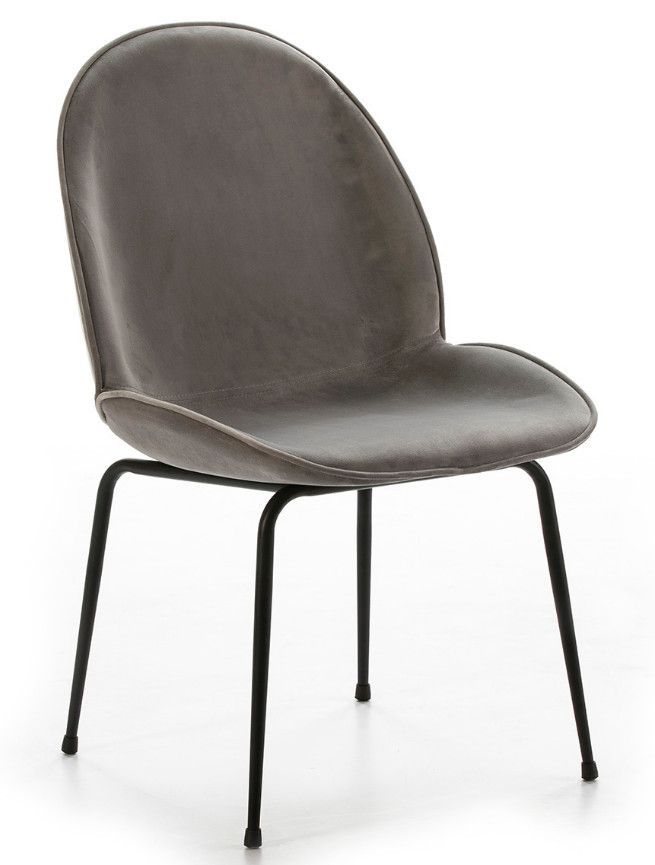 Chaise velours gris et métal noir Raj - Photo n°1