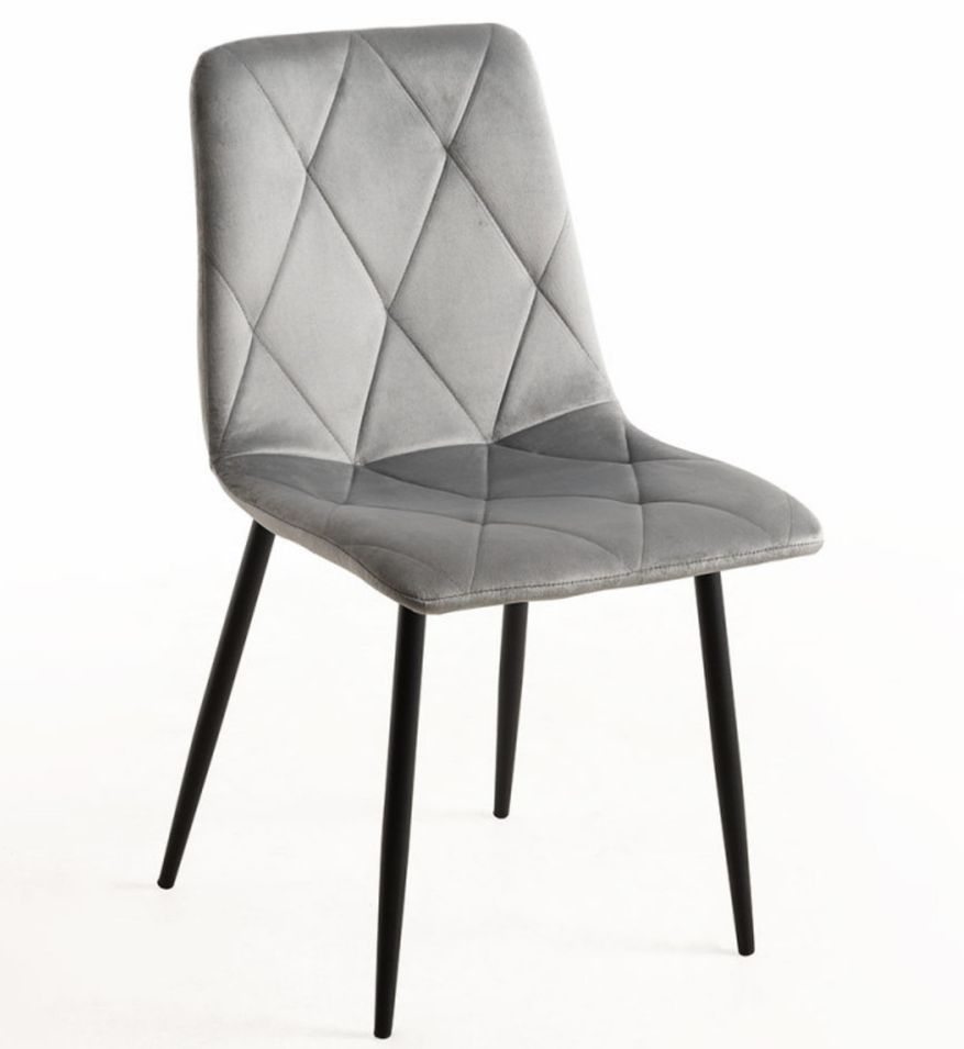 Chaise velours gris et pieds métal noir Ariel - Lot de 2 - Photo n°1