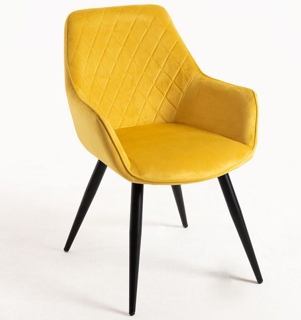 Chaise velours jaune et pieds métal noir Zonky - Lot de 2 - Photo n°1