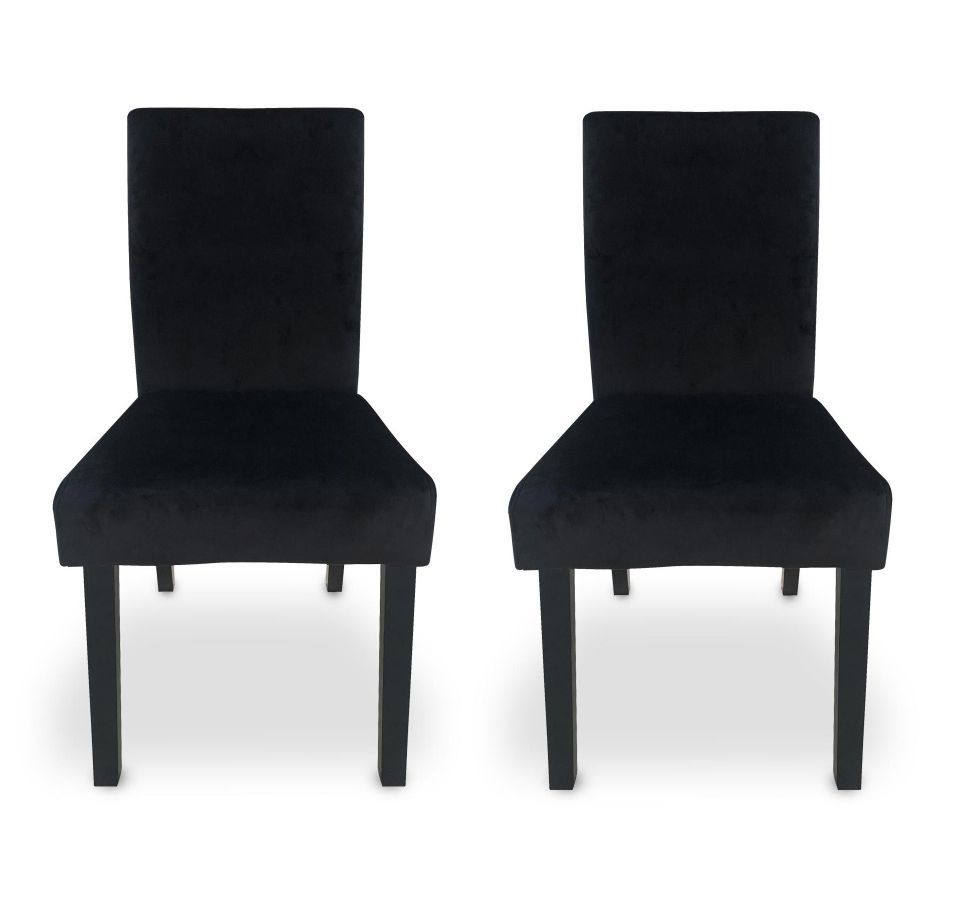 Chaise velours noir et pieds bois massif noir Nalis - Lot de 2 - Photo n°1