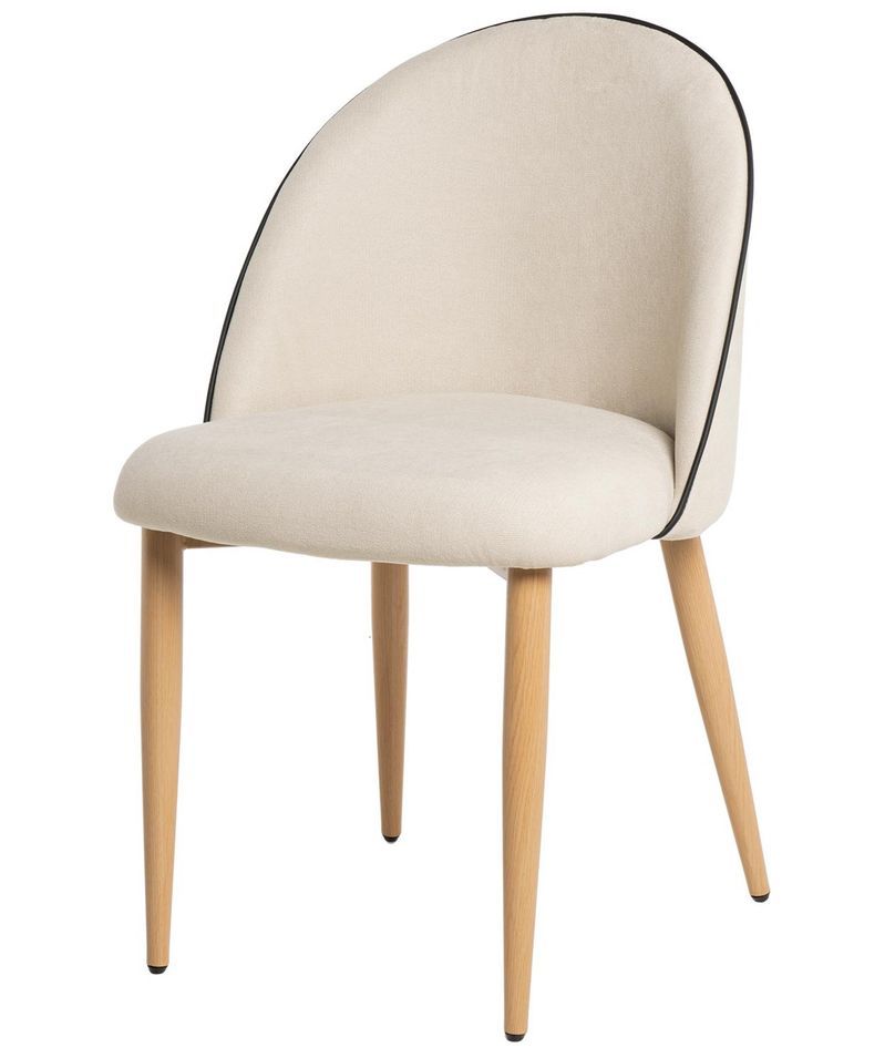 Chaise velours rembourrée avec pieds en métal effet bois Olivia - Photo n°1