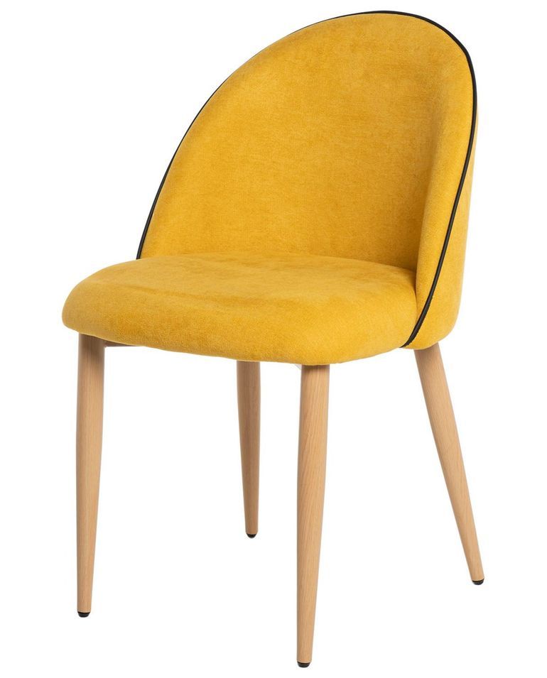 Chaise velours rembourrée avec pieds en métal effet bois Olivia - Photo n°1