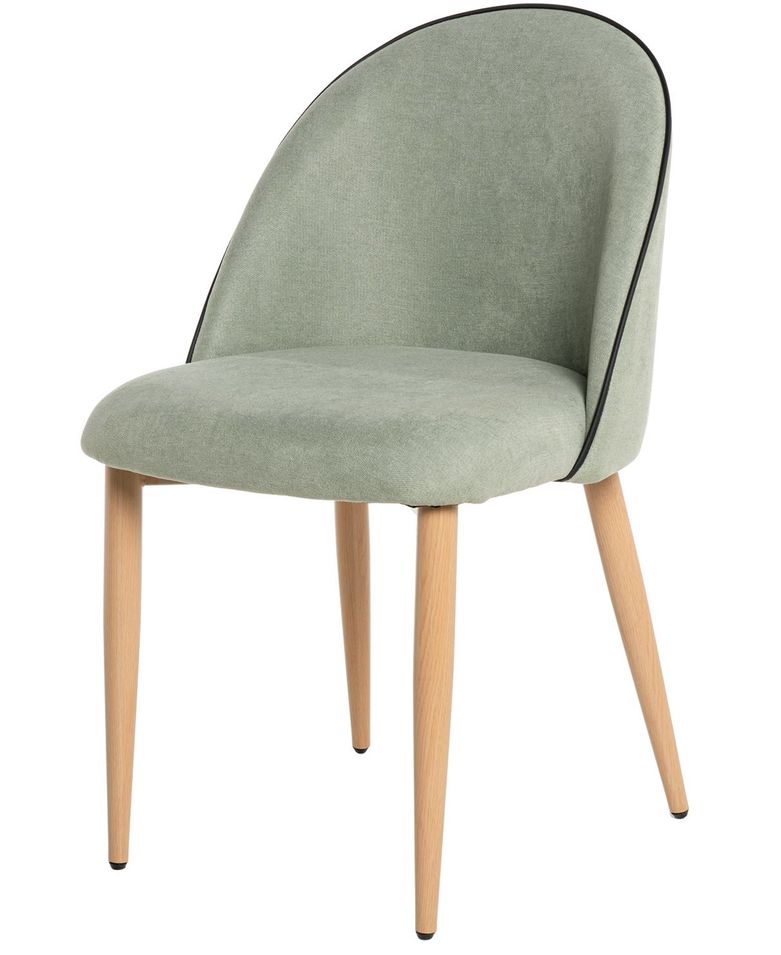 Chaise velours rembourrée avec pieds en métal effet bois Olivia - Photo n°1
