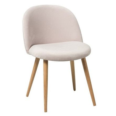 Chaise velours rose et pieds bois clair Corali - Lot de 2 - Photo n°1