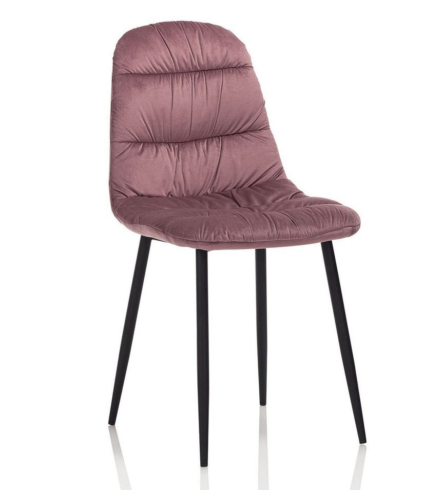 Chaise velours rose et pieds métal noir Dynas - Lot de 4 - Photo n°1