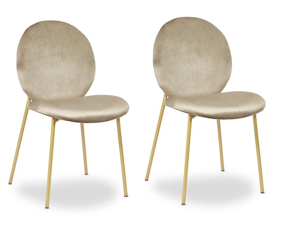 Chaise velours taupe et pieds métal doré Anirei - Lot de 2 - Photo n°1
