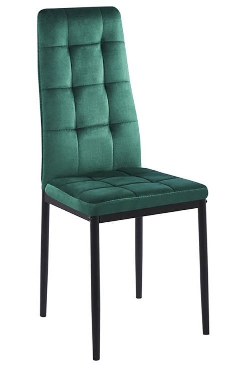 Chaise velours vert capitonné et pieds acier noir Kentor - Photo n°1
