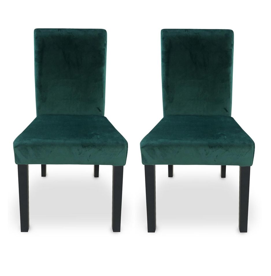 Chaise velours vert et pieds bois massif noir Nalis - Lot de 2 - Photo n°1