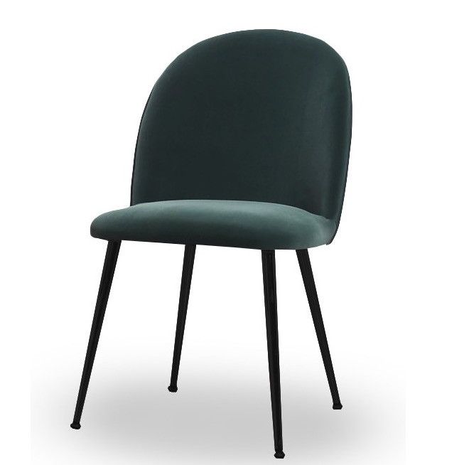 Chaise velours vert et pieds métal noir Anibel - Photo n°1