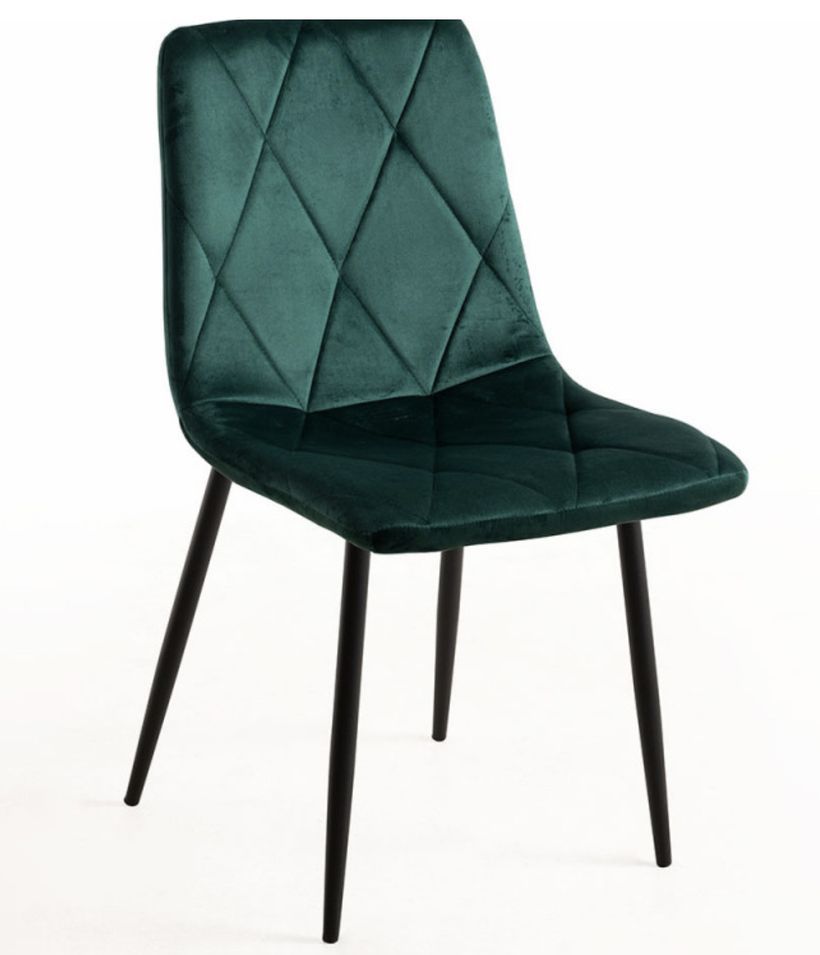 Chaise velours vert et pieds métal noir Ariel - Lot de 2 - Photo n°1
