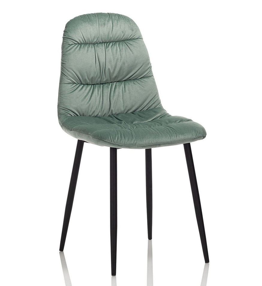 Chaise velours vert et pieds métal noir Dynas - Lot de 4 - Photo n°1