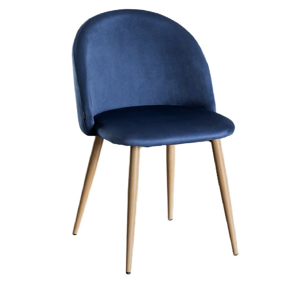 Chaise VIDA confort moderne - Velours et pieds en métal effet bois naturel - Photo n°1