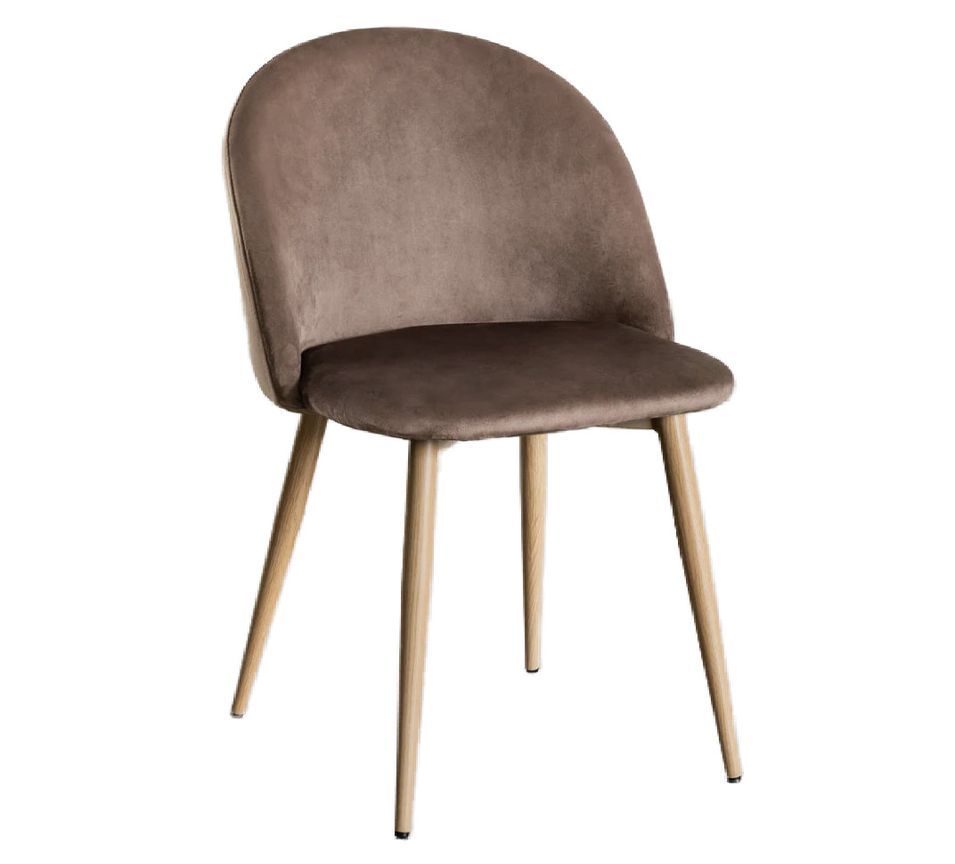 Chaise VIDA confort moderne - Velours et pieds en métal effet bois naturel - Photo n°1
