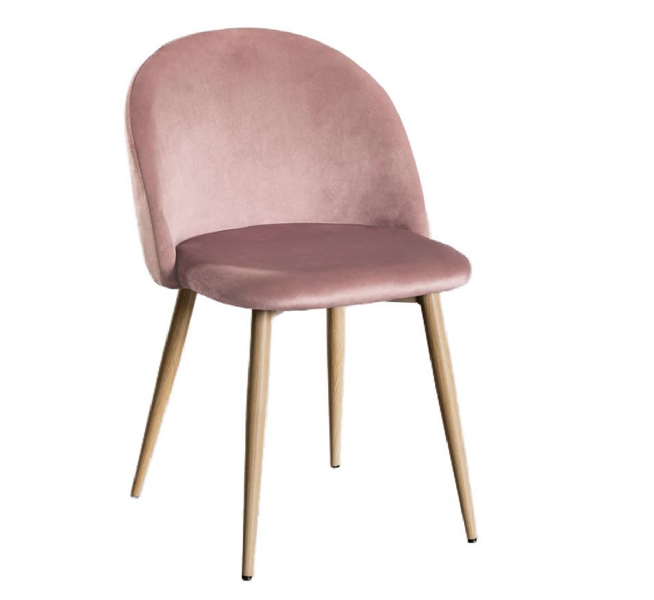 Chaise VIDA confort moderne - Velours et pieds en métal effet bois naturel - Photo n°1