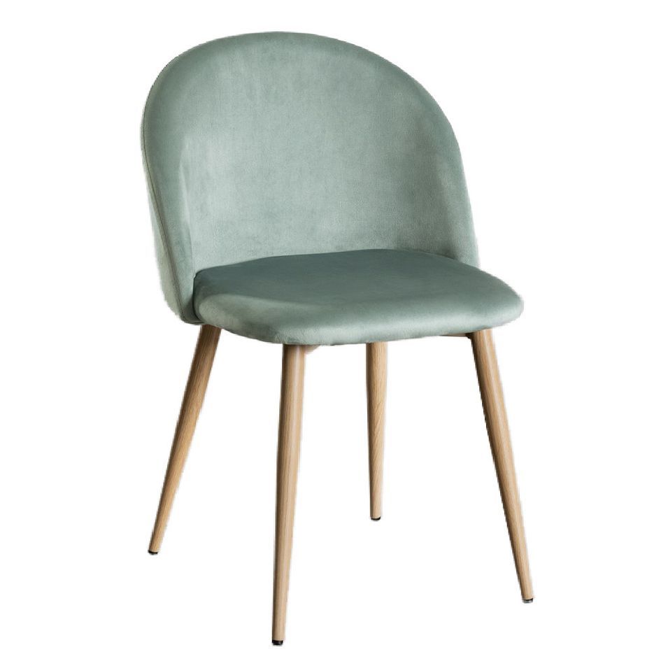 Chaise VIDA confort moderne - Velours et pieds en métal effet bois naturel - Photo n°1