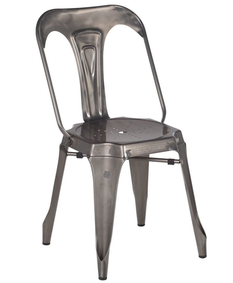 Chaise vintage acier brossé Barka - Photo n°1