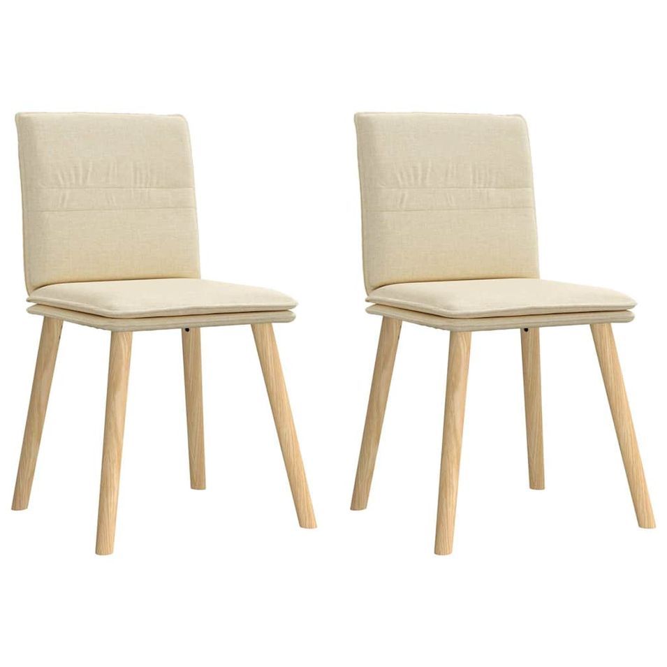 Chaises à manger lot de 2 crème tissu - Photo n°1