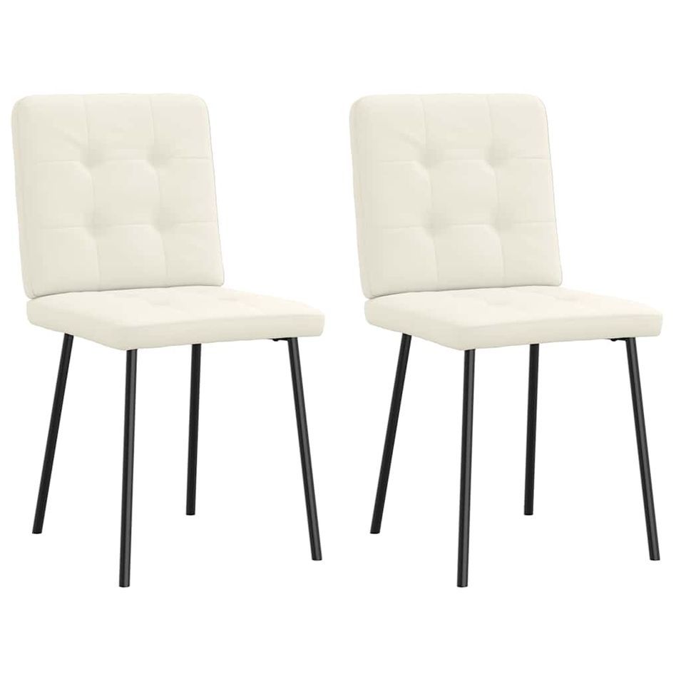 Chaises à manger lot de 2 Crème Velours - Photo n°1