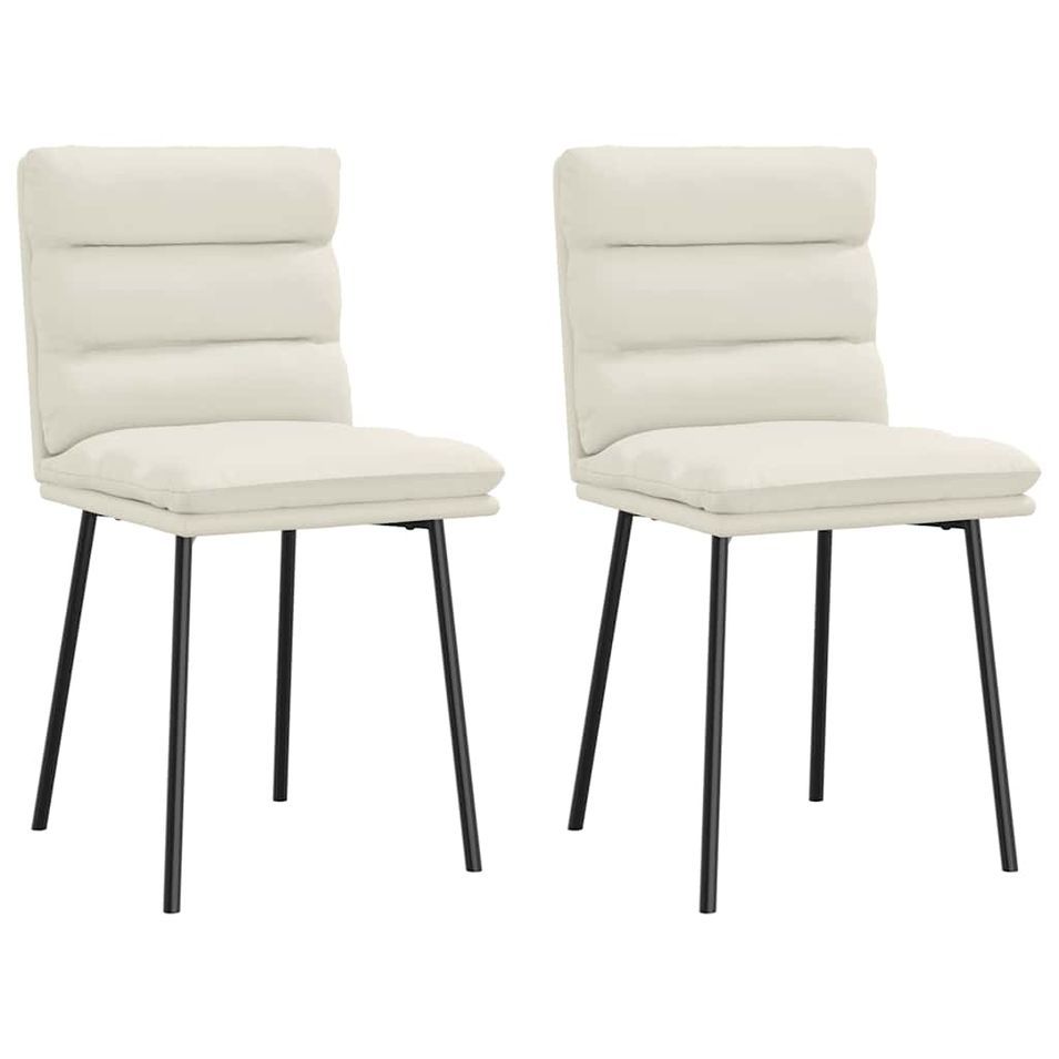 Chaises à manger lot de 2 Crème Velours - Photo n°1