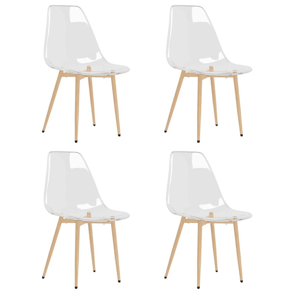 Chaises assise transparente et bois clair Penyla - Lot de 4 - Photo n°1