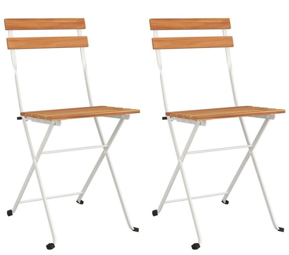 Chaises de bistrot pliantes lot de 2 Bois d'acacia solide acier - Photo n°1