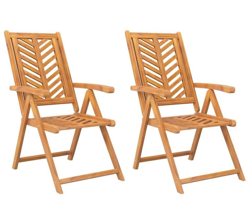Chaises de jardin inclinables 2 pcs bois massif d'acacia - Photo n°1