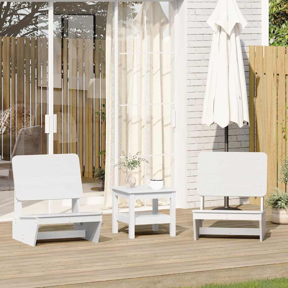 Chaises de jardin lot de 2 blanc 60x64x70,5 cm bois massif pin - Photo n°1