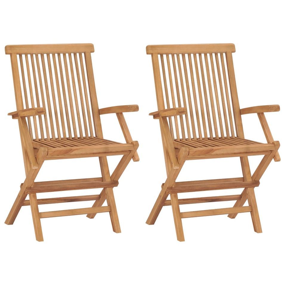 Chaises de jardin pliables 2 pcs Bois de teck massif 3 - Photo n°1