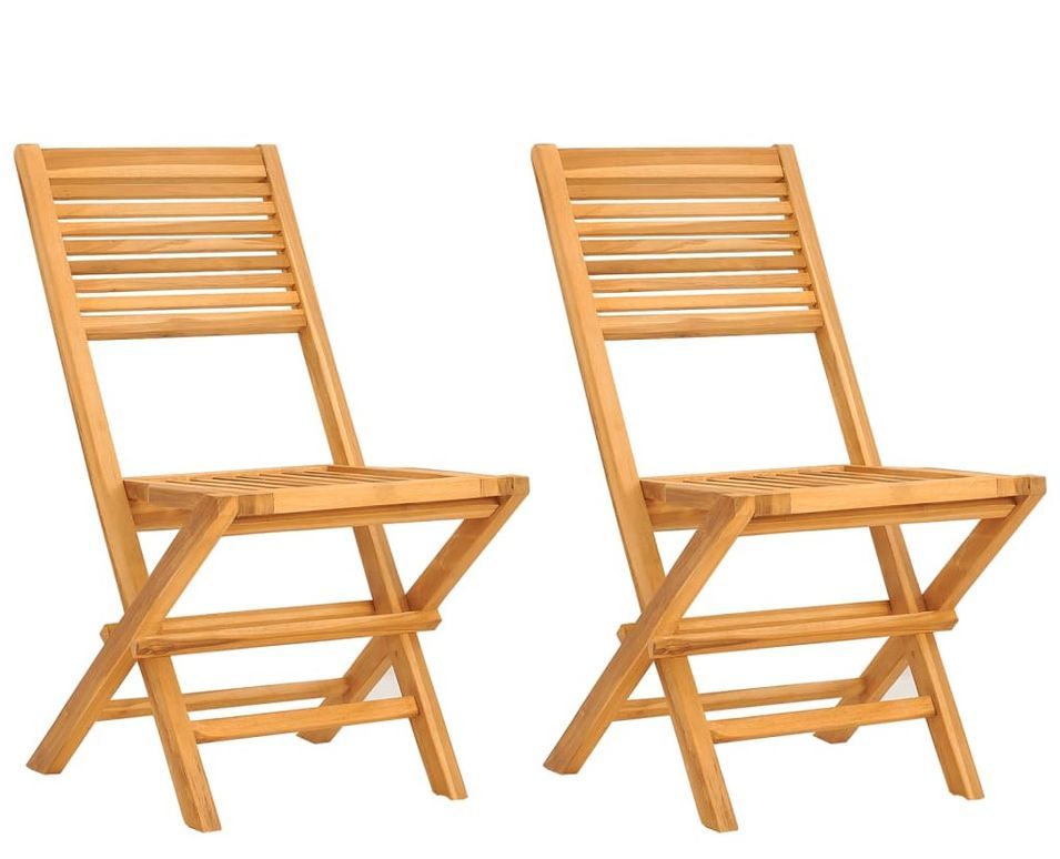 Chaises de jardin pliantes 2 pcs 47x62x90 cm bois massif teck - Photo n°1