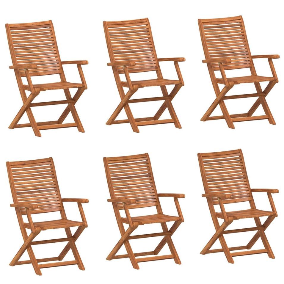 Chaises de jardin pliantes lot de 6 57x66x95 cm bois d'acacia - Photo n°1