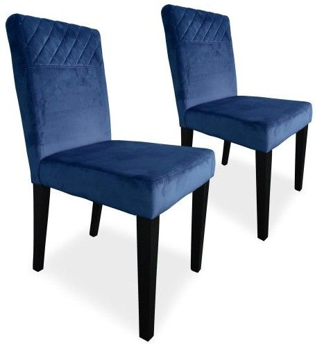 Chaises matelassées velours bleu Menti - Lot de 2 - Photo n°1