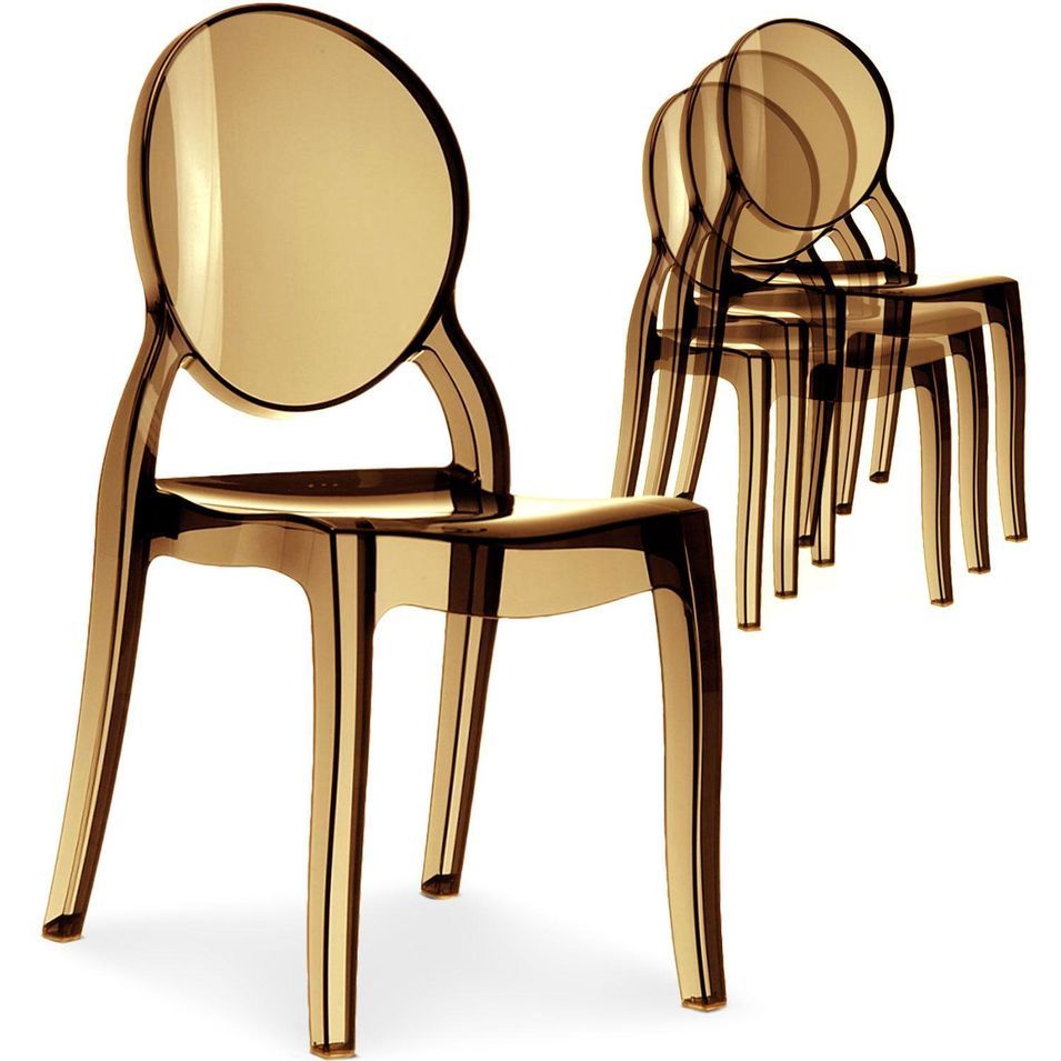 Chaises médaillon marron transparent Kinda - Lot de 4 - Photo n°1