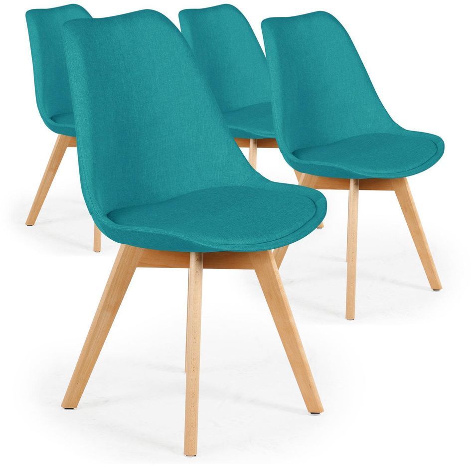 Chaises nordique Tissu Turquoise Kovi - Lot de 4 - Photo n°1