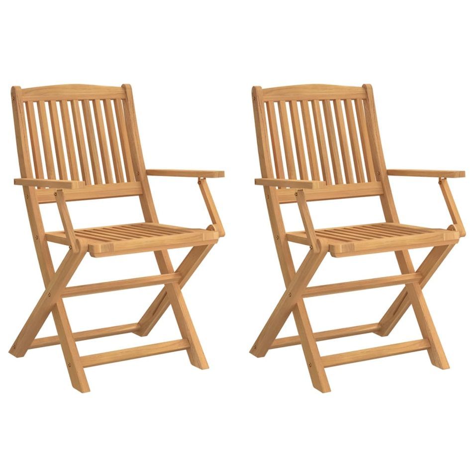 Chaises pliables de jardin 2 pcs bois massif d'acacia - Photo n°1