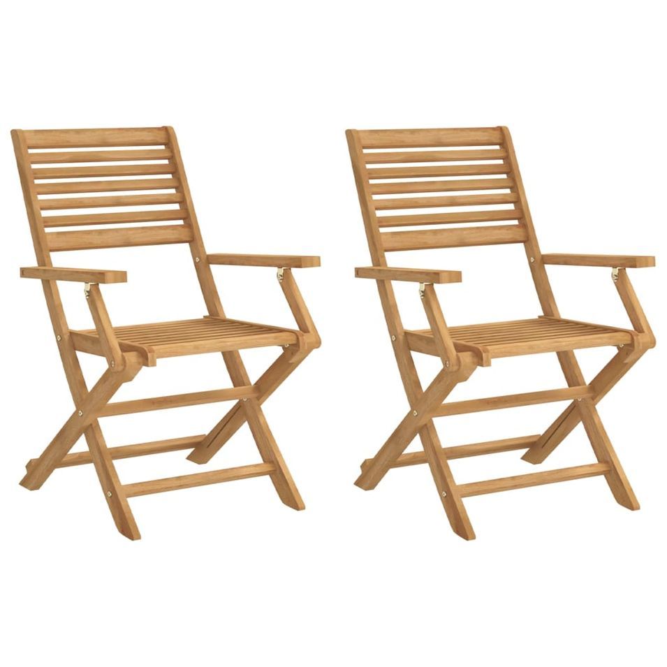 Chaises pliables de jardin 2 pcs bois massif d'acacia - Photo n°1