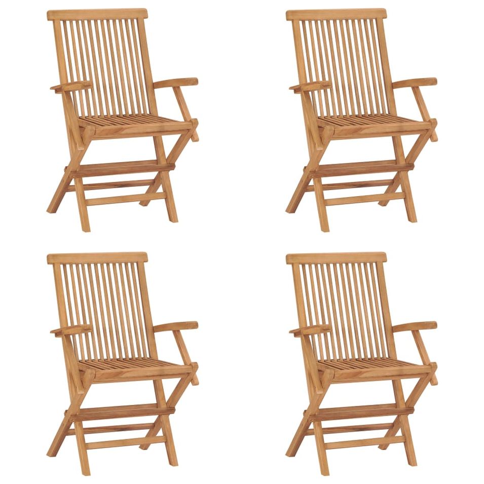 Chaises pliables de jardin 4 pcs Bois de teck solide - Photo n°1