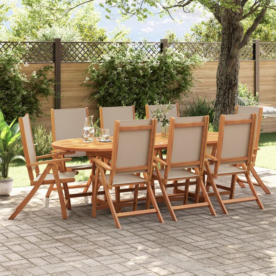 Chaises pliables de jardin lot de 8 bois d'acacia et textilène - Photo n°1
