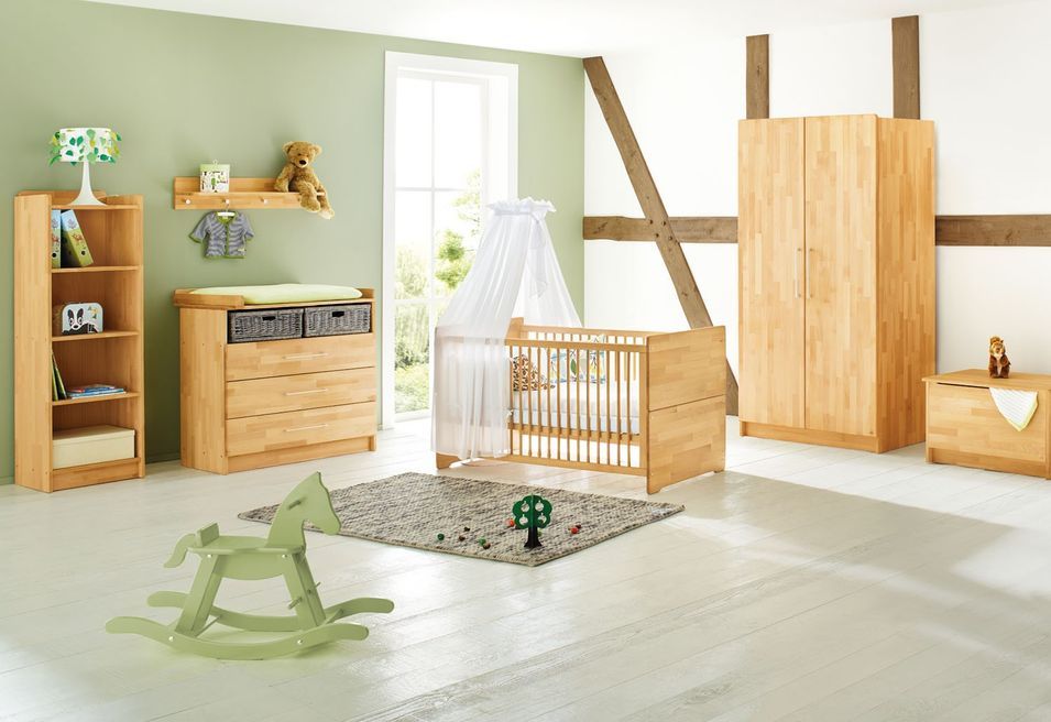 Chambre bébé 3 pièces hêtre massif clair Natura 70x140 cm - Photo n°1
