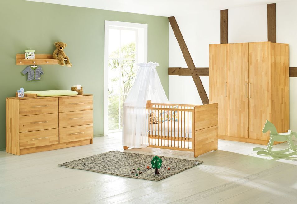Chambre bébé 3 pièces hêtre massif clair Natura 70x140 cm 2 - Photo n°1