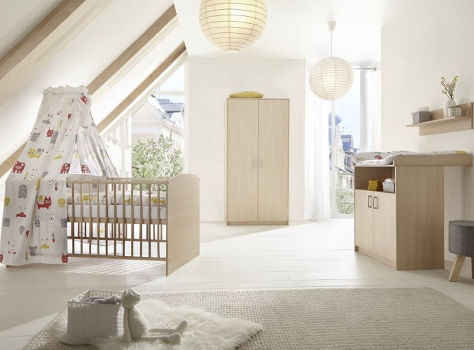 Chambre bébé Classic Buche lit 60x120 cm et commode à langer bois hêtre clair - Photo n°1