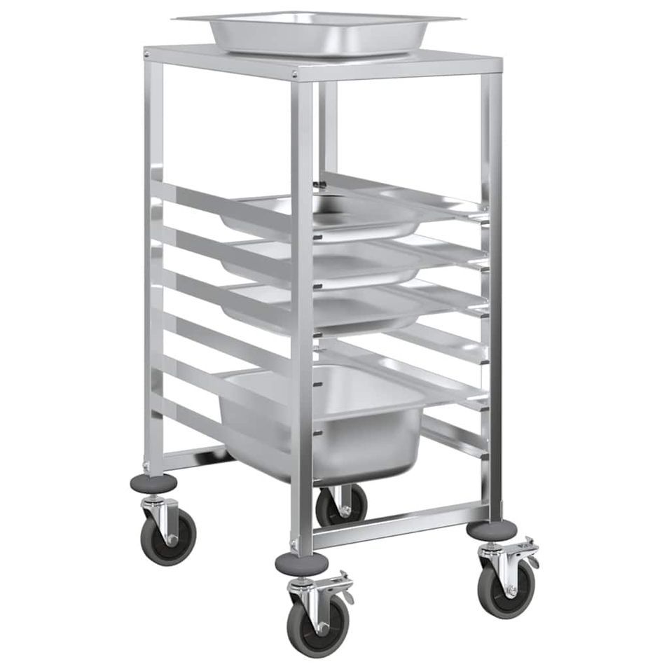Chariot à plateaux 6 bacs GN 39x55x87 cm acier inoxydable - Photo n°1