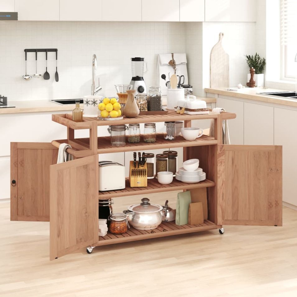 Chariot de bar 120x50x90 cm Bois de teck massif - Photo n°1