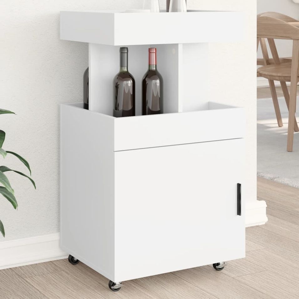 Chariot de bar blanc 50x41x89 cm bois d'ingénierie - Photo n°1