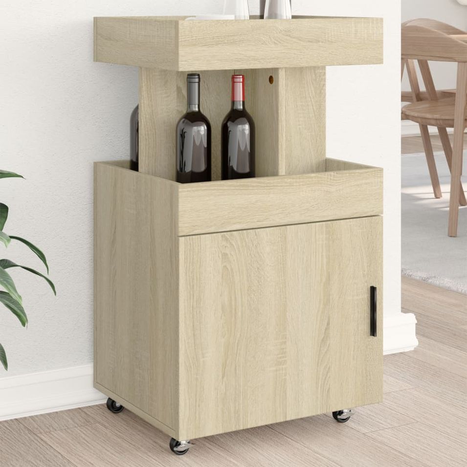 Chariot de bar chêne sonoma 50x41x89 cm bois d'ingénierie - Photo n°1