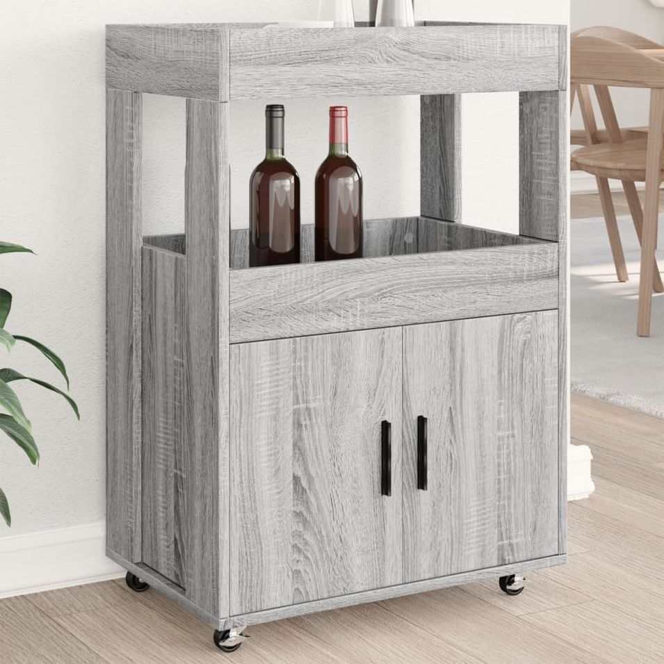 Chariot de bar sonoma gris 60x39,5x89 cm bois d'ingénierie - Photo n°1