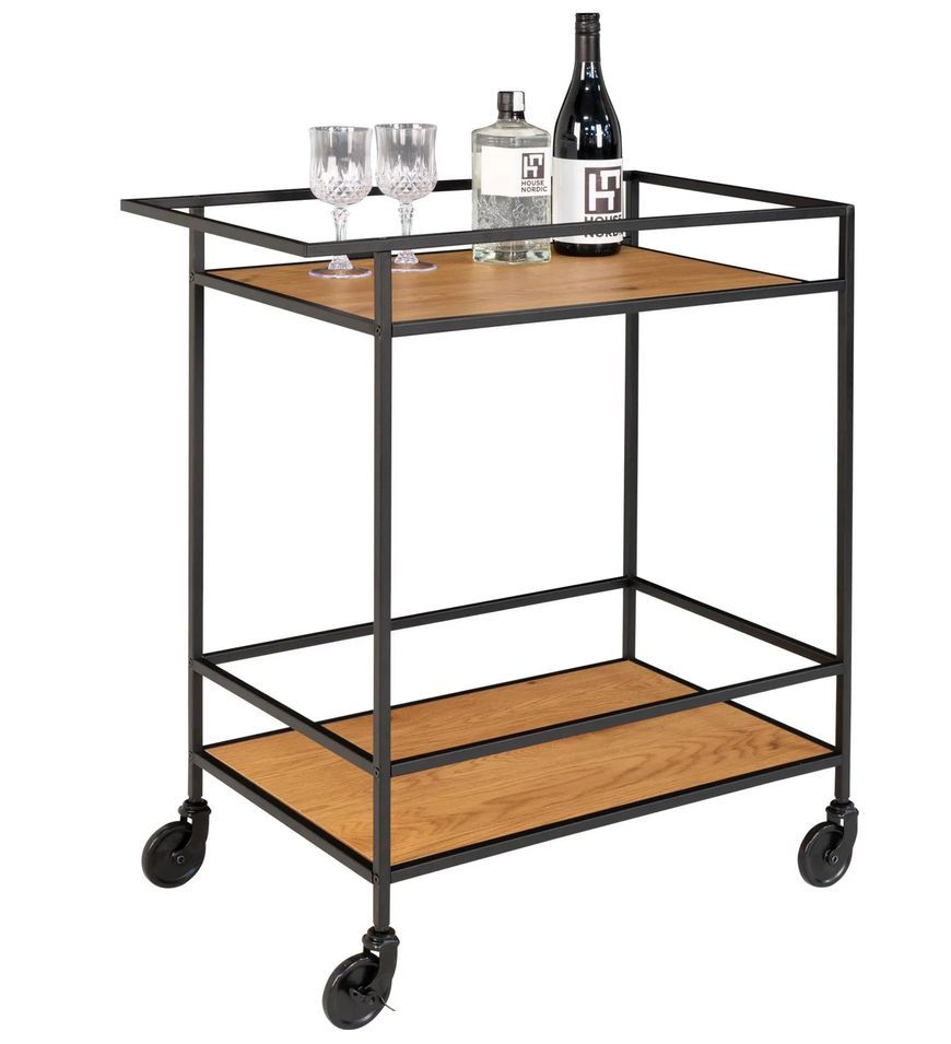 Chariot de bar VITA – Bois naturel ou métal noir/blanc - Photo n°1
